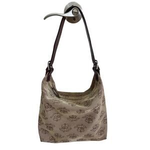 Vintage Dooney & Bourke Canvas Leather Monogram Hobo Bag